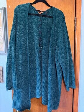 torrid Teal Open-Front Chenille Cardigan